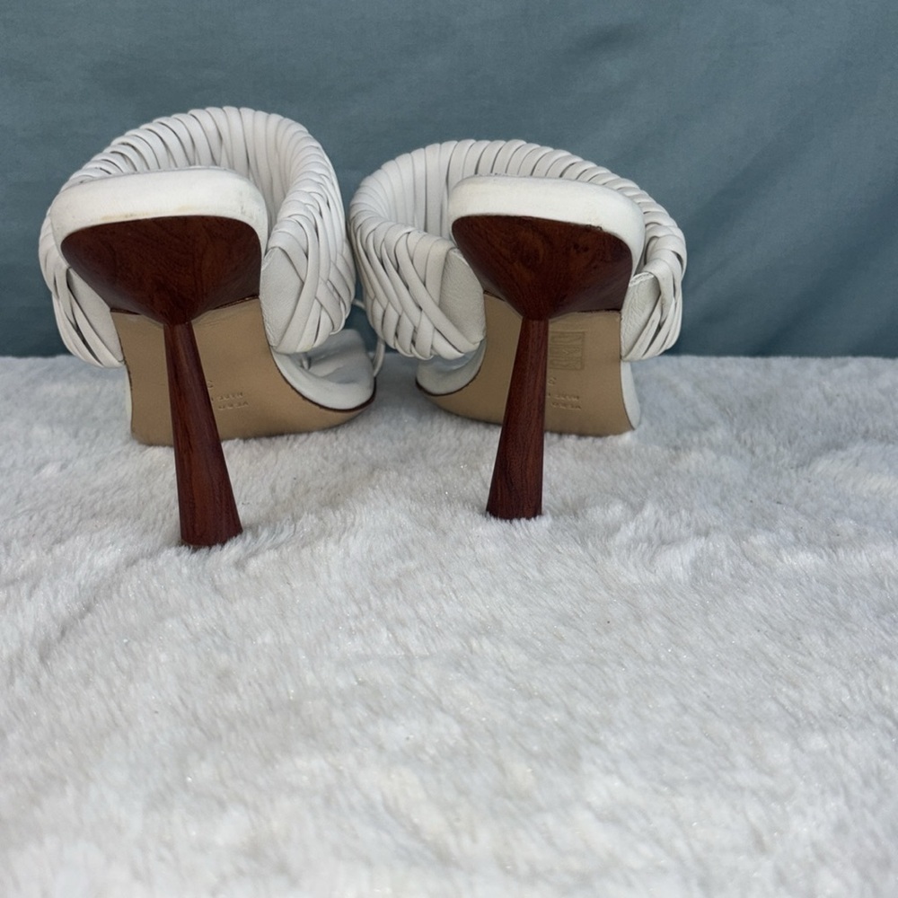 EUC GIA/RHW Sandal Open Toe Slide Mule White EU 36 Retails $370 Leather Braided - Picture 5 of 10